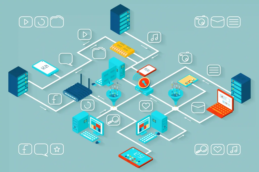 حلول الشبكات للشركات: ربط الأجهزة والسيرفرات وإدارة حركة البيانات بأمان