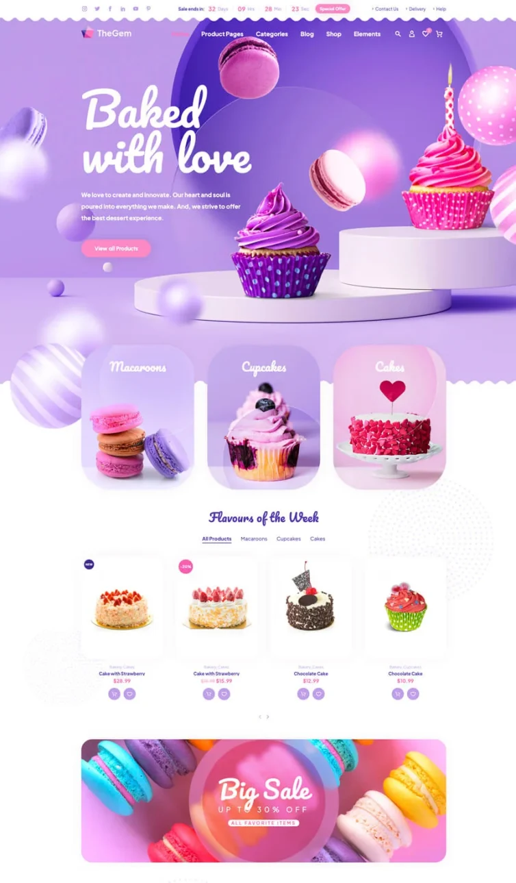Bakery & Dessert Shop Website Landing Page – “Baked with Love” Design