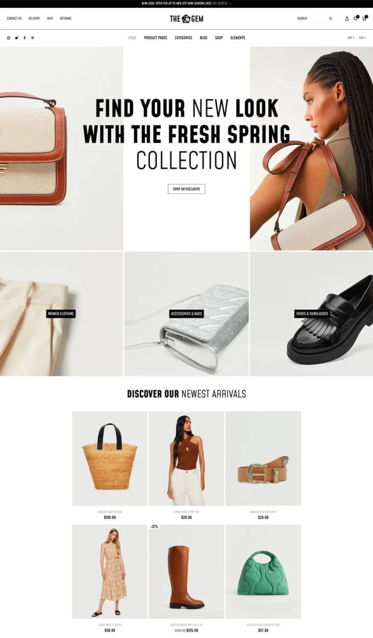 Fashion E‑Commerce Homepage – “Fresh Spring Collection” Landing Page