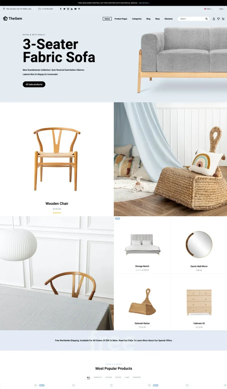 Home & Interior E‑Commerce Homepage – Scandinavian Furniture Store Layout