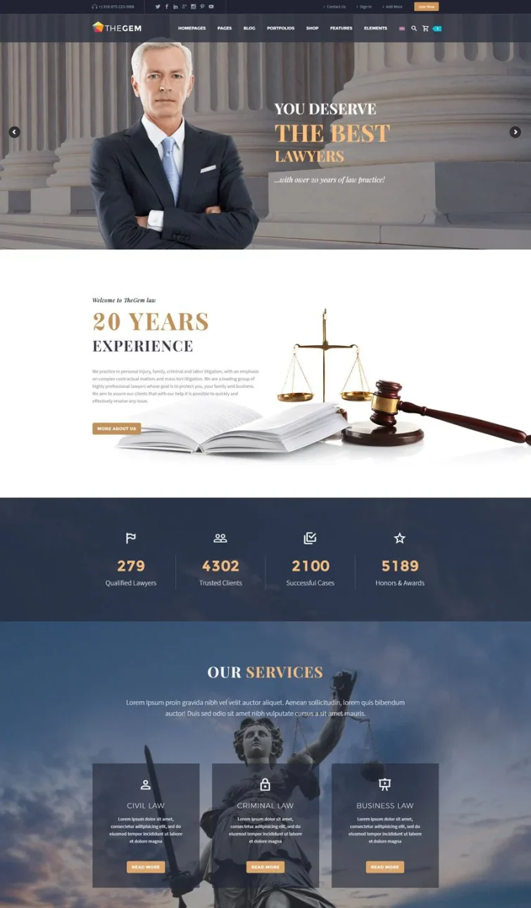 Law Firm Website Homepage – “You Deserve the Best Lawyers” Landing Page