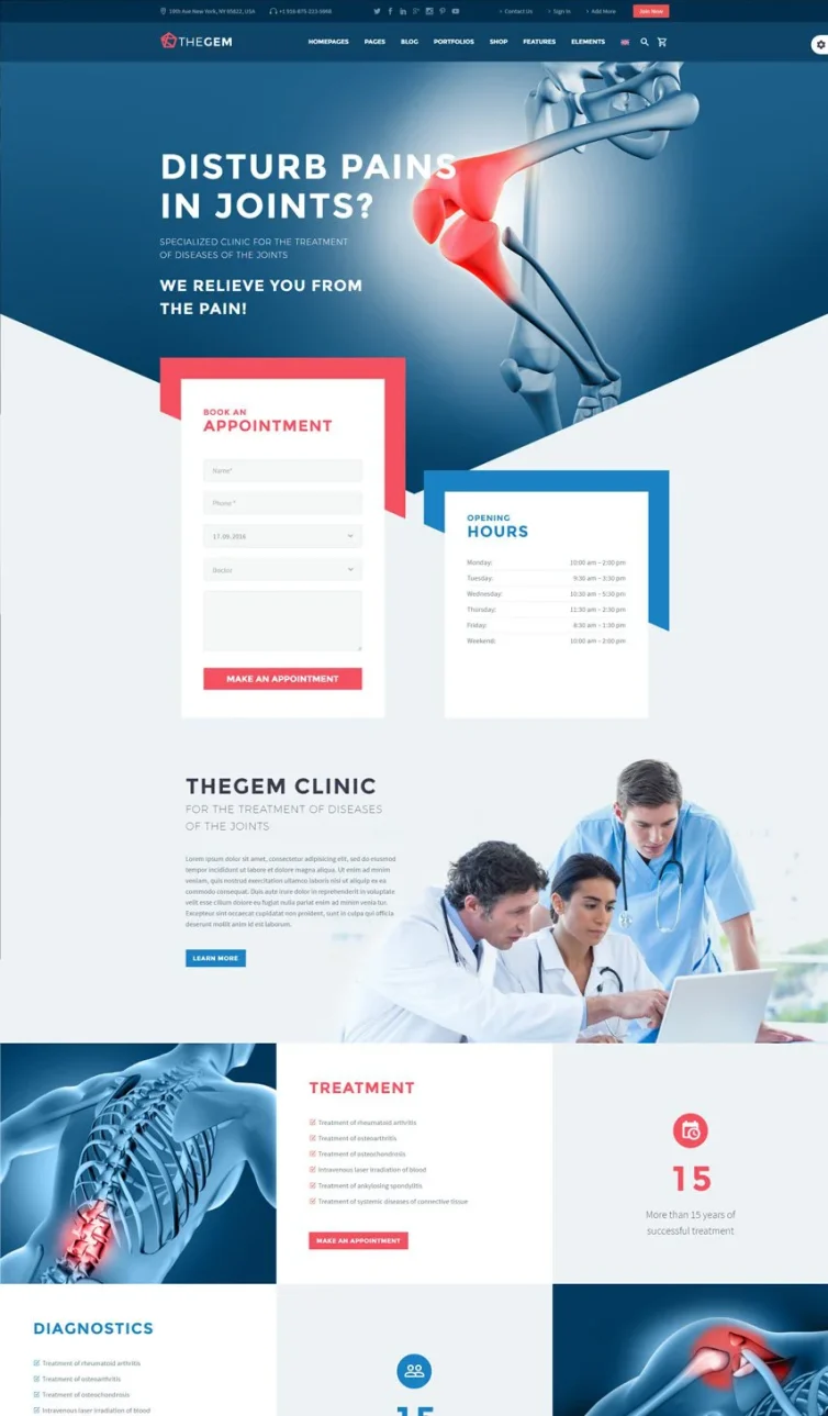 Orthopedic Clinic Website Homepage – Joint Pain Treatment & Appointment Booking