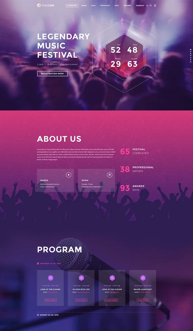 Music Festival Website Landing Page – “Legendary Music Festival” Event Promo